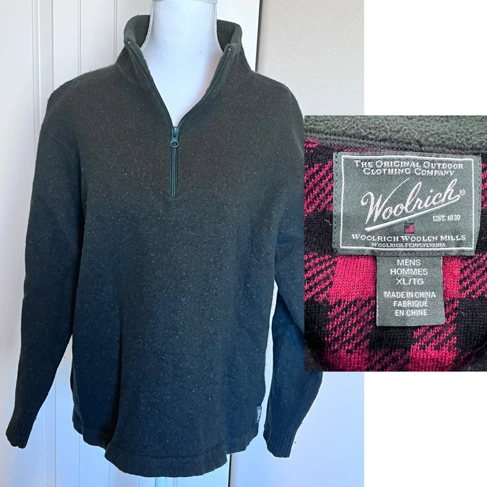 Woolrich Vintage Quarter Zip-Up Sweater Lamb & Merino Wool Blend Unisex